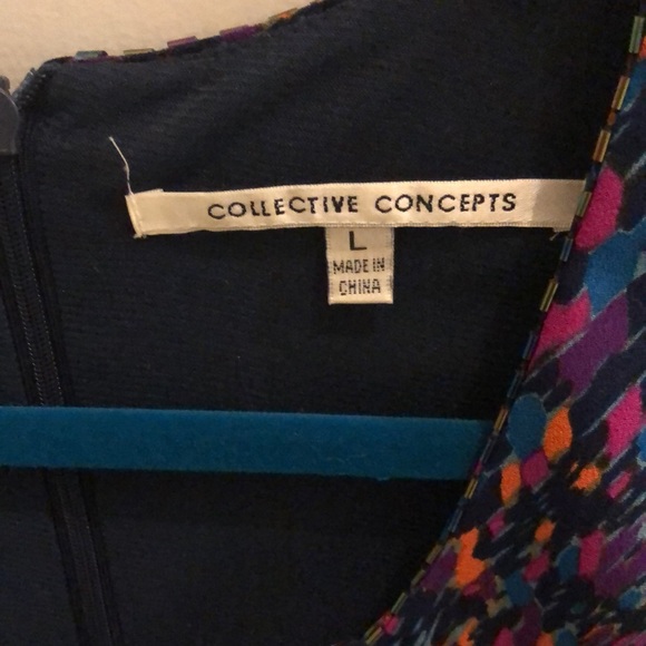 Multicoloured lined fun polyester dress. - Picture 4 of 4